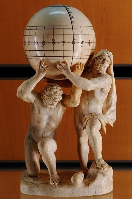 Atlas and Hercules Carrying a Sphere Ivory