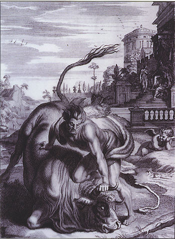 Heracles and Cretan Bull - Bernard Picart (1731)