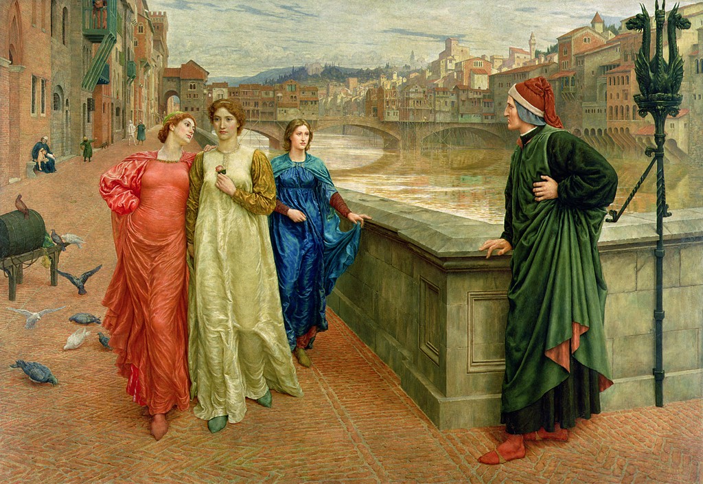 dante-and-beatrice-by-henry-holiday-dante-looks-longingly-at-beatrice-in-center-passing-by-with-friend-lady-vanna-red-along-the-arno-river
