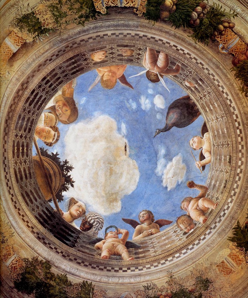 Andrea Mantegna'nın belki de en ünlü eseri Camera degli Sposi tavan freski (Ceiling Oculus) dir. Bu eser 1465-74 yıllarına tarihlendirilmektedir